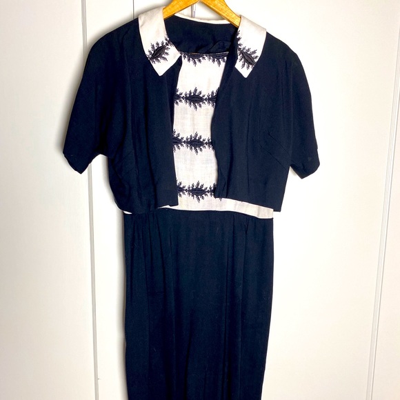 Autentic Vintage 1960’s Wiggle Linen B/W 8-10 - Picture 4 of 11